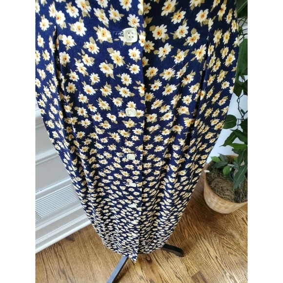 Vintage Perceptions Blue Floral Square Neck Short Sleeve Long Maxi Dress Size 6 - Picture 4 of 10